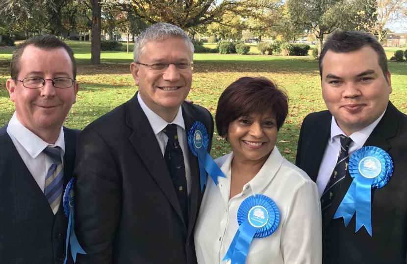 Brooklands Conservative Action Team: Tim Ryan, Andrew Rosindell MP, Cllr Viddy Persaud, Cllr Robert Benham