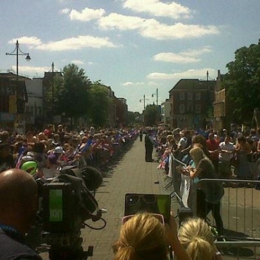 Crowds gather for Olympic torch